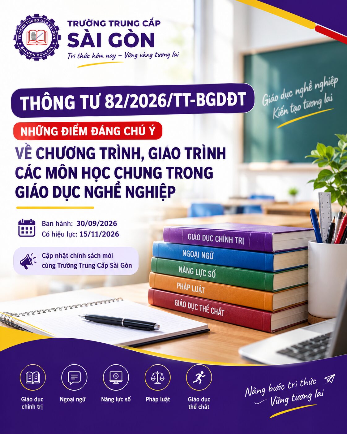 Thông tư 82/2026/TT-BGDĐT: Quy định mới về chương trình, giáo trình môn học chung